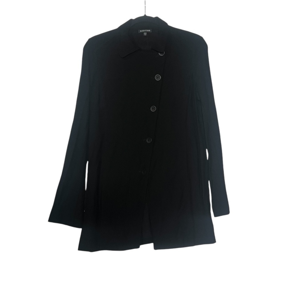 Eileen Fisher Blazer Jacket Crepe Double Breasted Asymmetrical Size Small